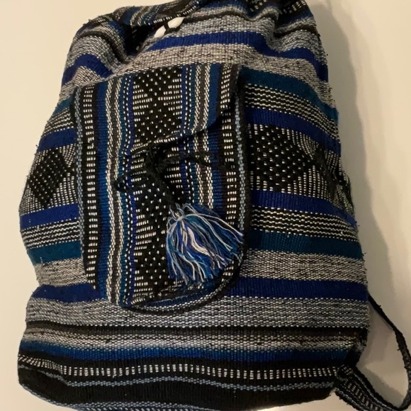 Blue & black Artilana Serape backpack - Picture 1 of 9